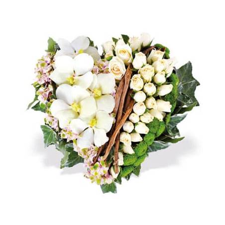 Fleurs en Deuil | Image du coeur de deuil dans les tons blancs Douceur