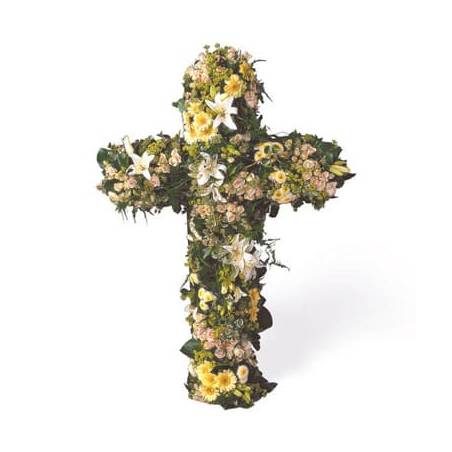 Fleurs en Deuil | image de la Croix en fleurs de deuil "Universel"